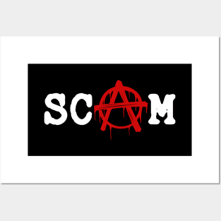 SCAM // Anarchy red logotype. Minimalistic old font lettering Posters and Art